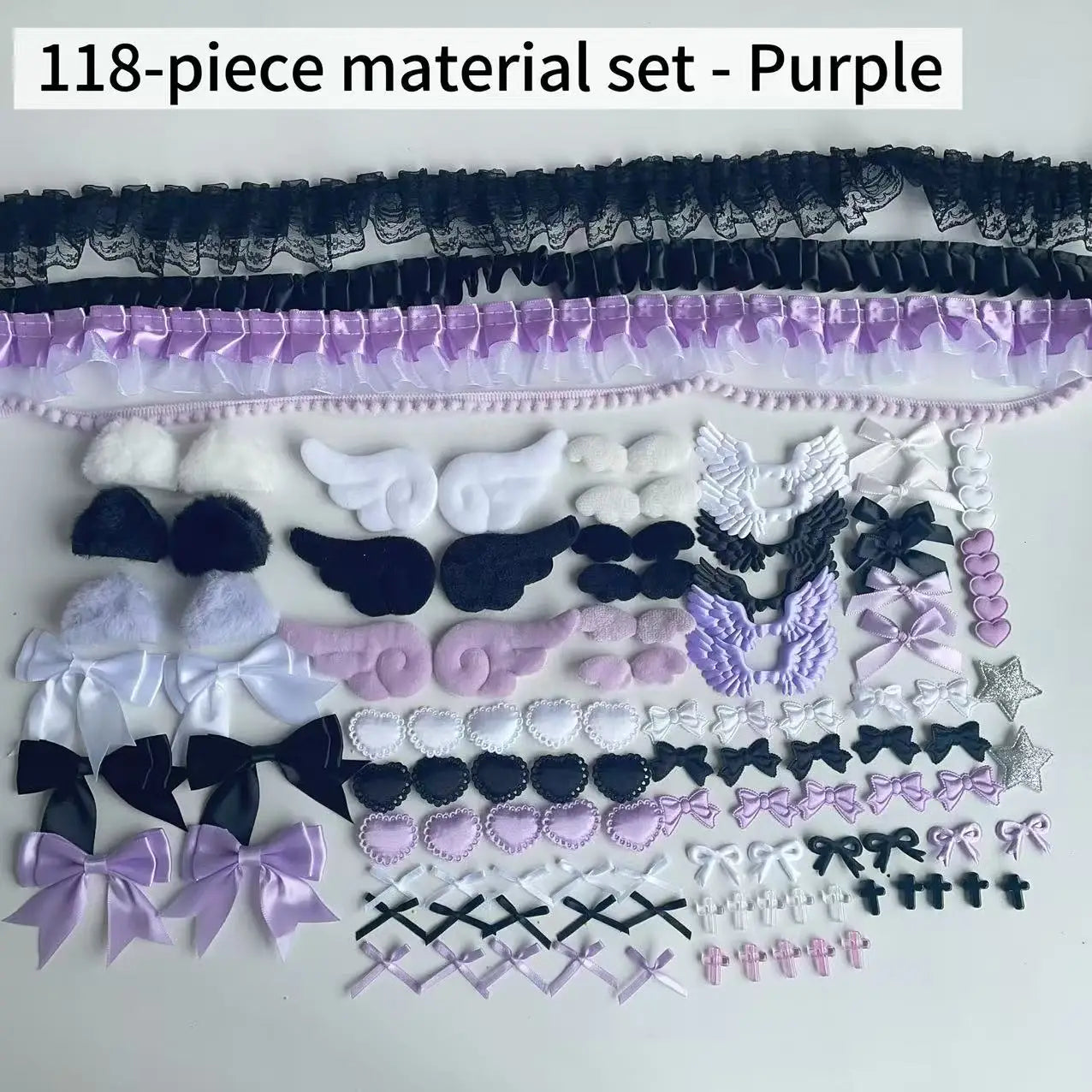 118 Black Color Series Accessories Set Pink Lace Material Set Handmade DIY Accessories Pain Pack Material Pack - PURPLE