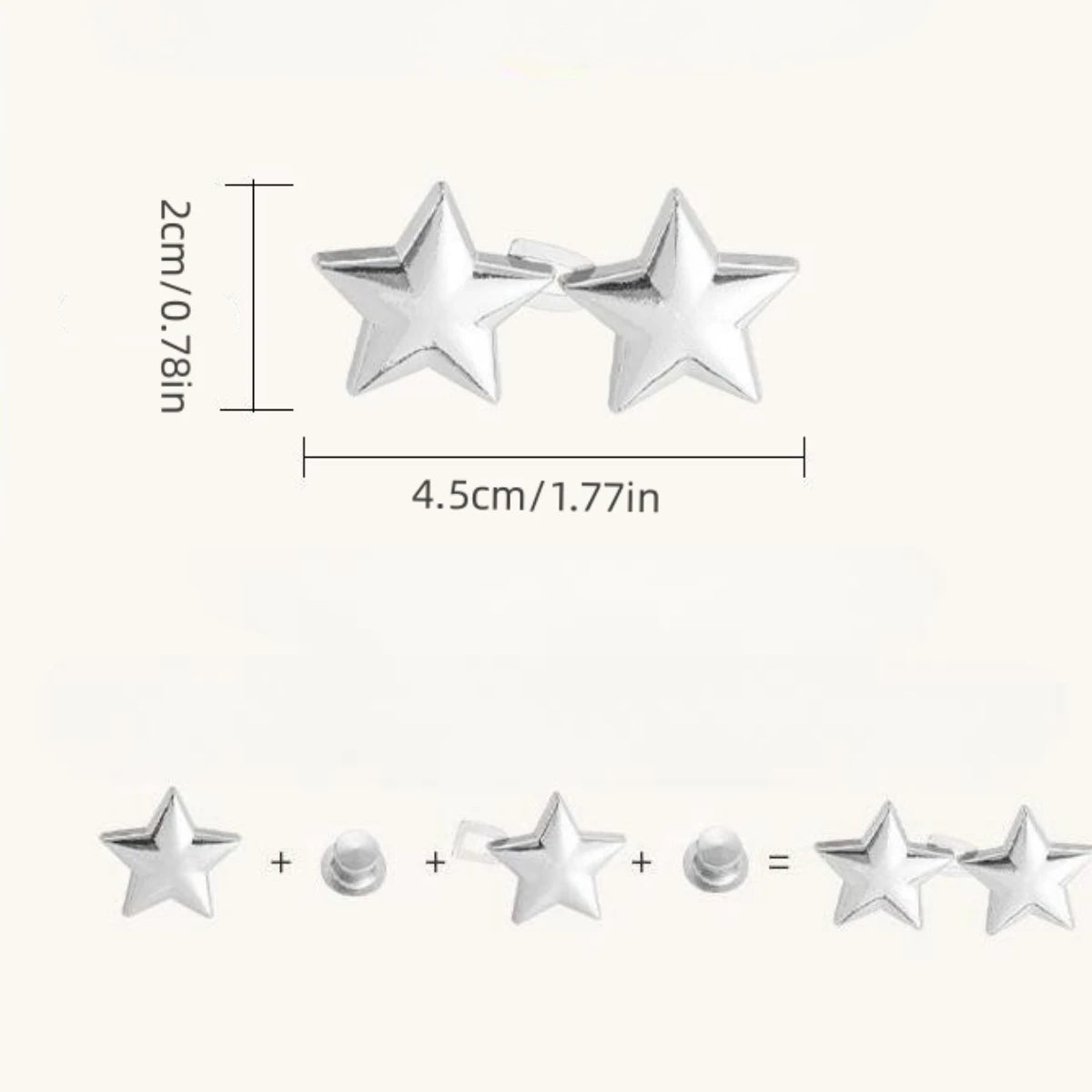 Star Adjustable Jeans Button Clips - Waist Tightener for Pants/Skirts, Universal Fit & Quick Size Adjustment (1 Pair)