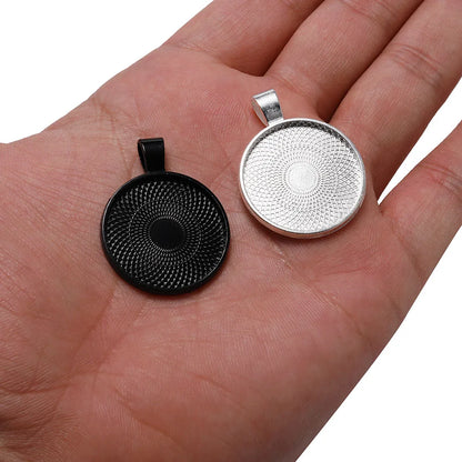 10Pcs 20/25/30mm Necklace Pendant Setting Cabochon Cameo Base Tray Bezel Blank For Pendants Cabochons Jewelry Making Accessor