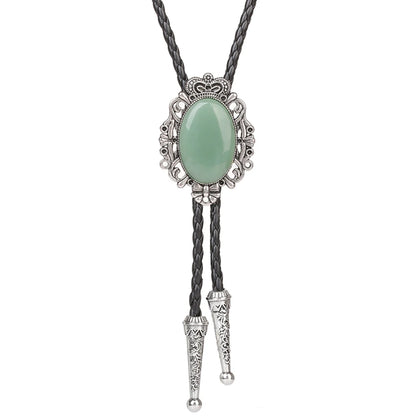 Bolo Tie Western Cowboy Opal Rodeo Leather Necktie - 18