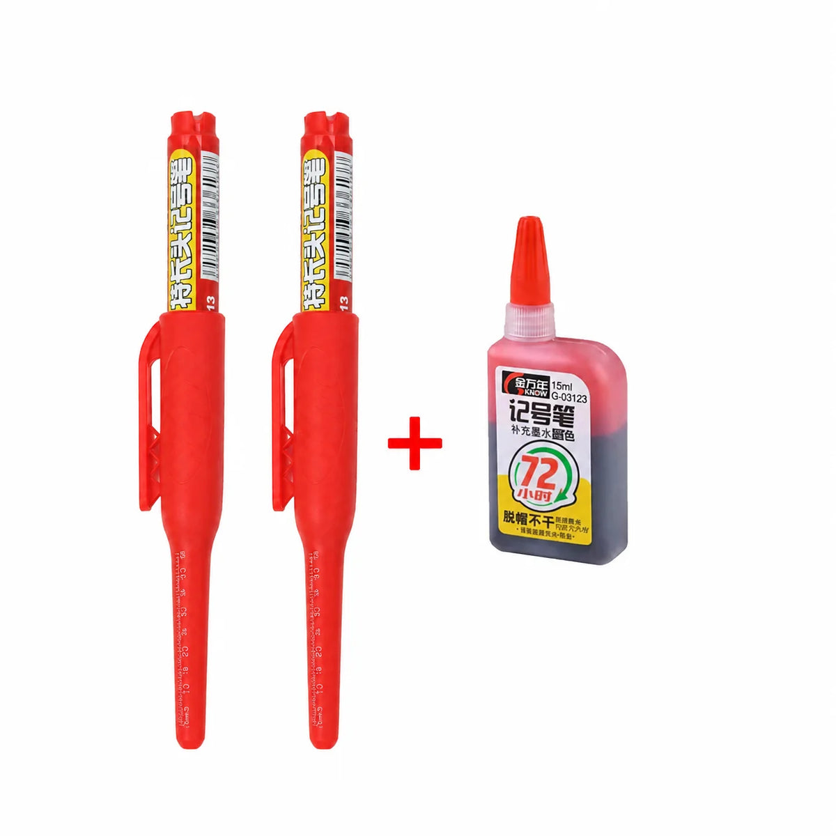 1-6Pcs 45mm Waterproof Long Head Nib Deep Hole Markers Pen Tile Carpenter Pen Multi-purpose for Woodworking Black/Blue/Red In