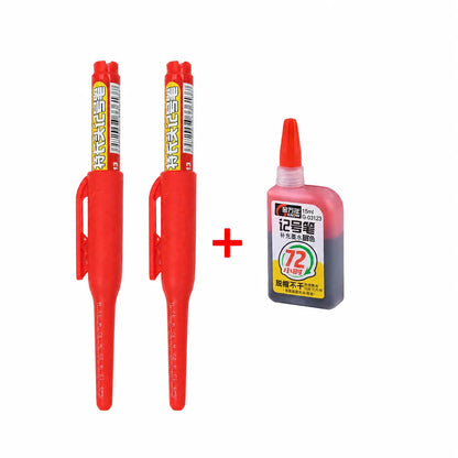 1-6Pcs 45mm Waterproof Long Head Nib Deep Hole Markers Pen Tile Carpenter Pen Multi-purpose for Woodworking Black/Blue/Red In