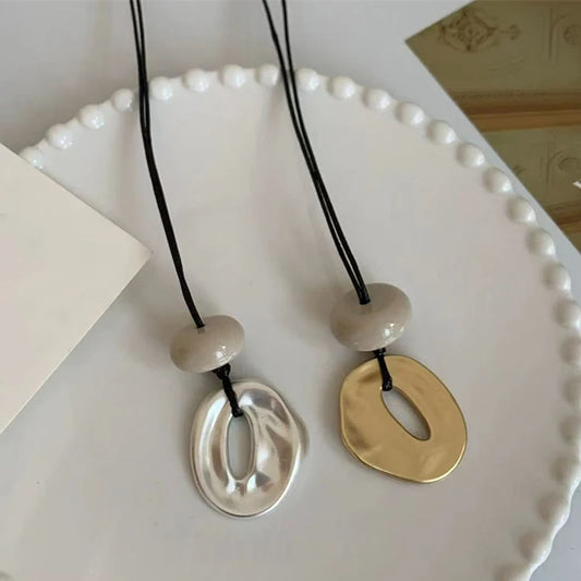 Irregular Pendant Jewelry for Women Exquisite Simple Rope Chain Long Necklace Adjustable Casual Versatile Accessories Gifts