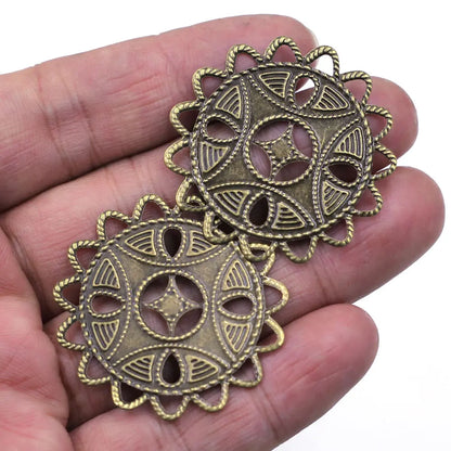 Pendants Wraps Metal Crafts Connectors Rose Flower Filigree Flower For Embellishments Scrapbooking Jewelry DIY Accessories - 