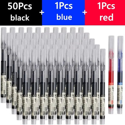 3-102Pcs/set Needle Type Gel Pens Straight Liquid Ballpoint Pen Kawaii Stationery School Office Supplies Writing - 50black 1b
