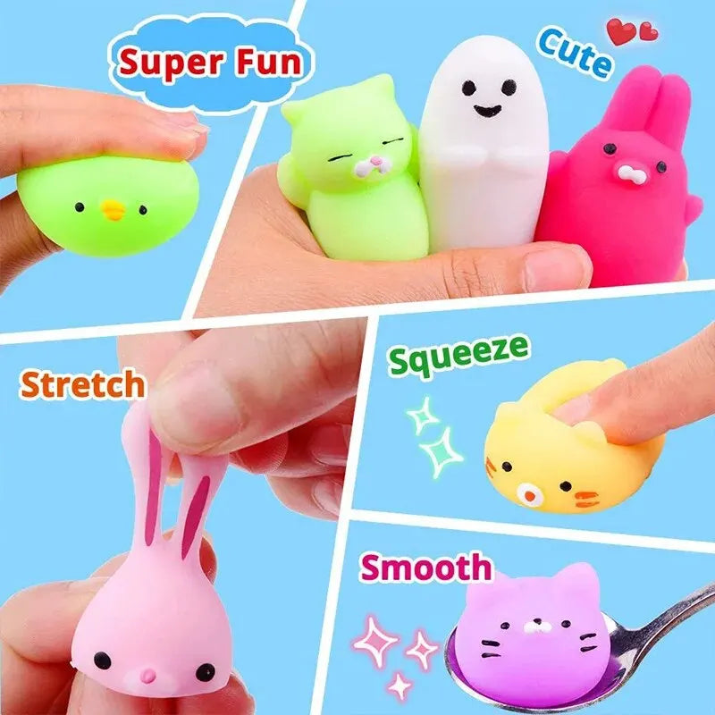20Pcs Mini Cute Cartoon Animal Stress Relief Toys For Boys Girls Birthday Party Favor Piñata Filler Carnival Kids Party Suppl