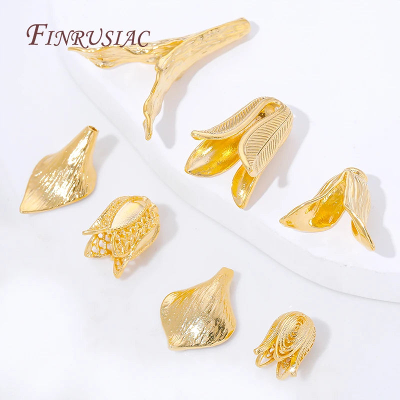 18K Gold Plated Brass Bead Caps,Tassel End Caps For Jewelry Making Findings,DIY Necklaces&Bracelets Accessories