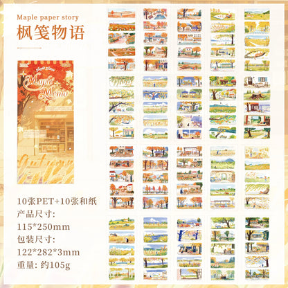20sheets Four Seasons Scenery Series Ins PET+Washi Dual Material Stickers Book Creative Collage DIY Scrapbook Aesthetic Stick