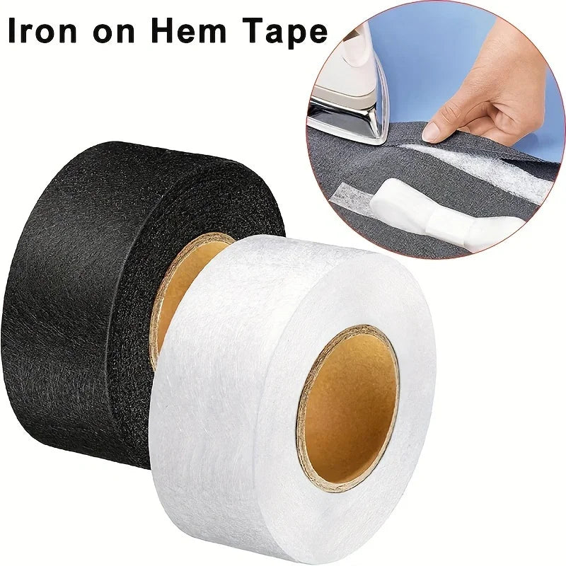 2roll Black White Double-sided Interlining Adhesive Fabric Clothes Iron On Hem Tape Interlining Web DIY Sewing Patchwork Acce