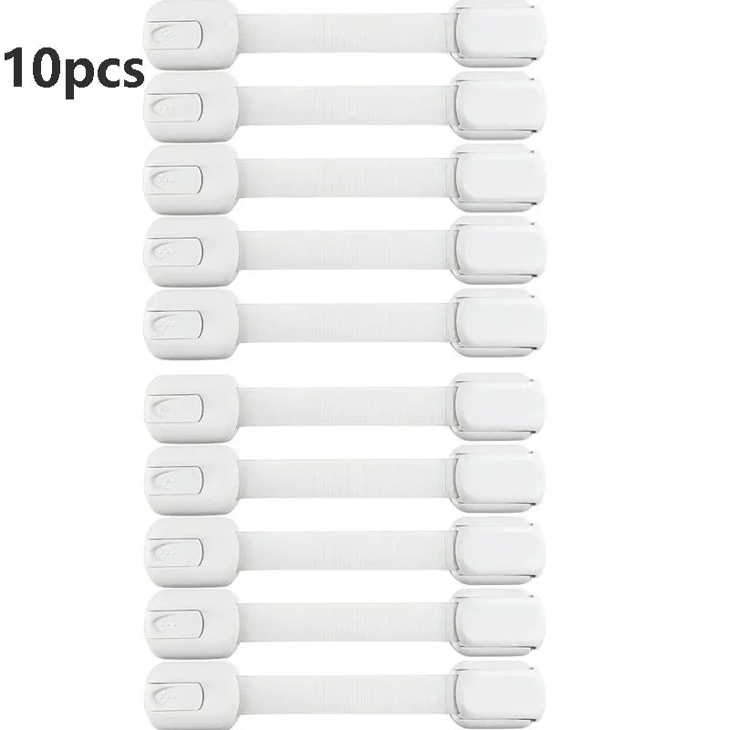 Baby Safety Lock Drawer Child Safety Cabinet Locks Adhesive Cabinet Drawer Door Latches Baby Safe Straps - 10PCS