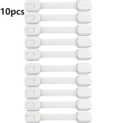 Baby Safety Lock Drawer Child Safety Cabinet Locks Adhesive Cabinet Drawer Door Latches Baby Safe Straps - 10PCS