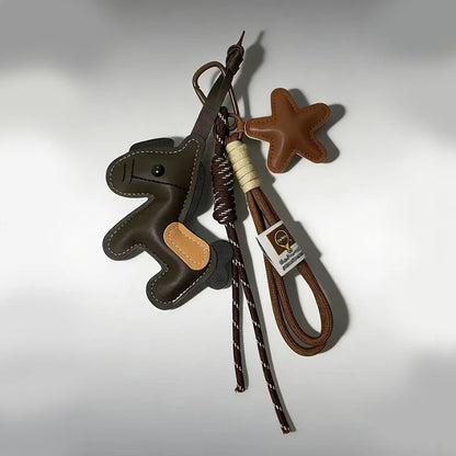 Vintage Style Horse Bag Pendant PU Leather Lightweight Design Horse Hanging Rope Rope Attachment Cartoon Design