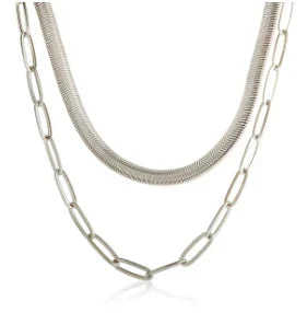 Stainless Steel Vintage Textured Delicate Necklace - C45 Silver