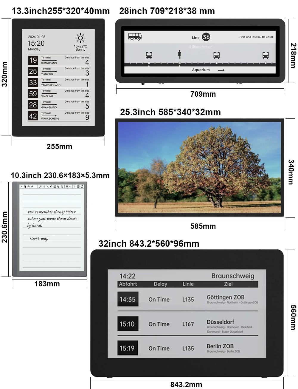 Customizable Remote Content Wall-Mounted E-Paper Advertisement Video Display for Outdoor Use Shopping Malls Retail Stores