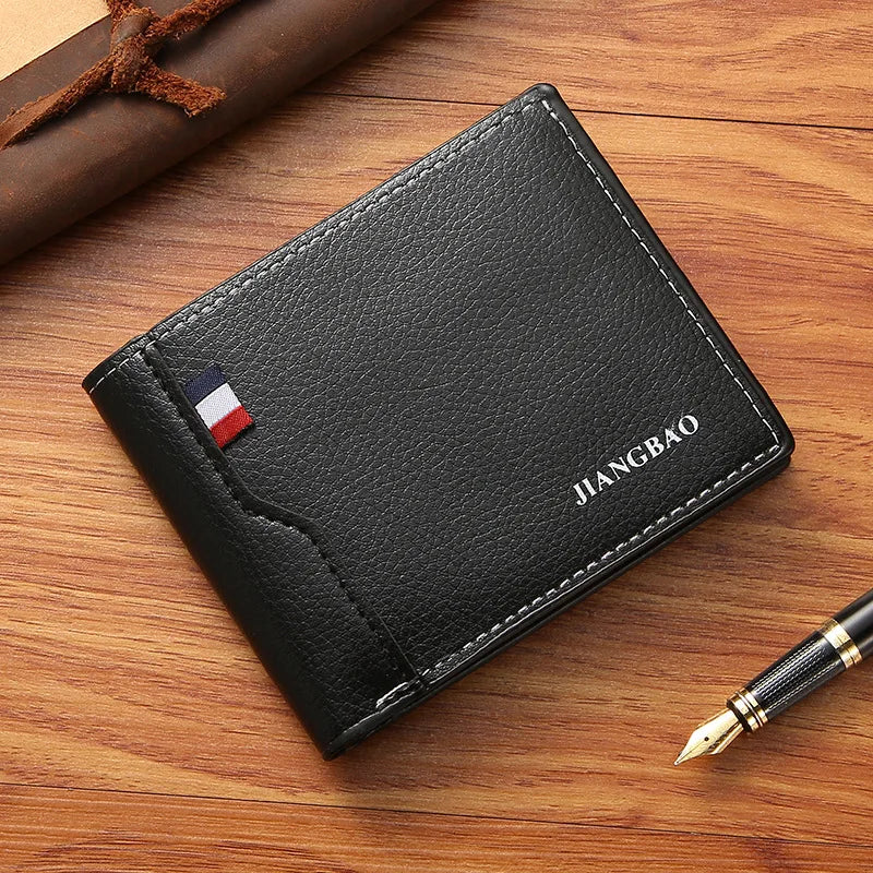 Men Short Bifold Faux Leather Masculina Billetera Credit ID Card Holder Wallet Billfold Purse Clutch Solid Hombre Business Sl