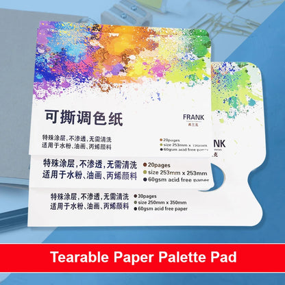 Artist Disposable Tear-Off Palette Paper Paint Palette Paper Pad for Artist Gouache Acrylic Oil Painting Watercolor Art Suppl
