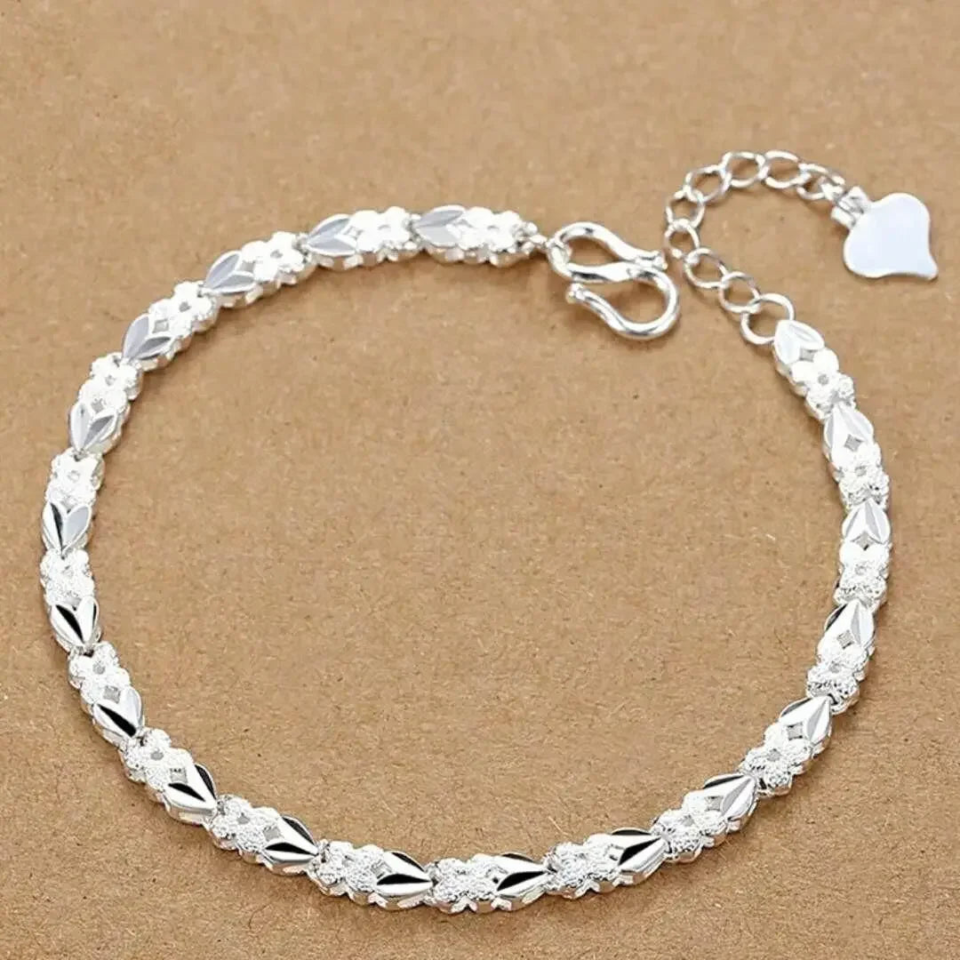 Fine Noble 925 Sterling Silver Solid Chain Bracelet For Women Men Charm Party Gift Wedding party Fashion Jewelry - LH048