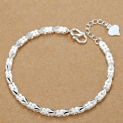 Fine Noble 925 Sterling Silver Solid Chain Bracelet For Women Men Charm Party Gift Wedding party Fashion Jewelry - LH048