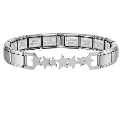 For Women Men Italian Charm Link 9mm Width Silver Gold Color Stainless Steel Bracelets on Hand DIY Making Jewelry - 1