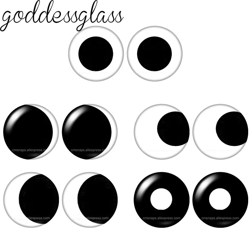 Glass Cartoon Doll Round Eyes Heart Pupil Lovely 10pcs 12mm/18mm/20mm/25mm Round Cabochon Flat Back Making Findings Jewelry -