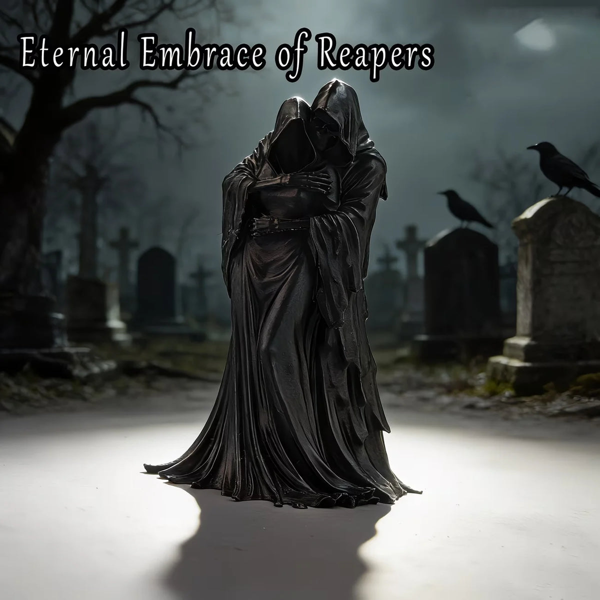 Grim Reaper Embrace Statue Decor, Collectible Figurines, Home Shelf And Desk Ornaments, Gothic Skull Sculptures
