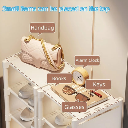 1pc 6/8 Layers Shoe Organizer, Space-saving Metal Frame & Fabric Interlayer Shoe Rack, T1 Shelf for Entryway Hallway Living R