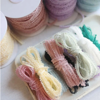 Lace Trim, 5 Meters Delicate Ruffle Lace, Sewing Projects, Scrapbooking, Gift Wrapping, 6mm Wide Lace Trim, Floral Lace Tape