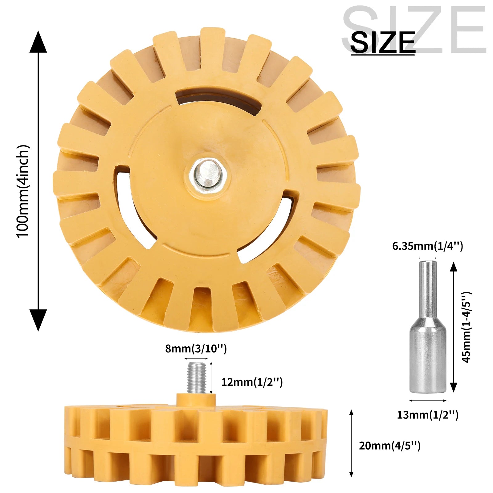 SIFANG Car Eraser Wheel Adhesive Remover Rubber Wheel, Smooth Power Drill Adapter, Paint Repair Rubber Vinyl Decals Removal T
