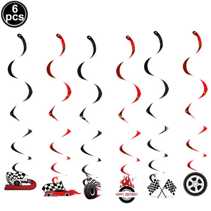 Racing Car Theme 3-Tier Round Cardboard Cupcake Stand Cars Birthday Party Tablecloth Black and White Checkered Decor Supplies