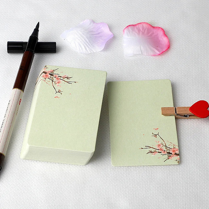 20/40Pcs Blank Greeting Cards, Chinese Style Paper, White Kraft, Small, Floral, DIY Crafts - B / 40Pcs