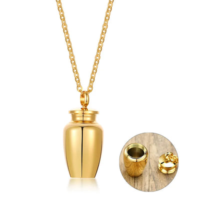 Urn Necklace Pendant for Ashes Cremation Jewelry - gold