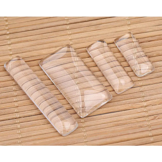 Clear cabochon glass rectangle 10x25mm 10x30mm 19x38mm 10x50mm diy flat back jewelry making findings