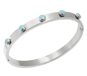 Stainless Steel With Zirconia Bracelet Bangle Simple Jewelry - B28 Silver