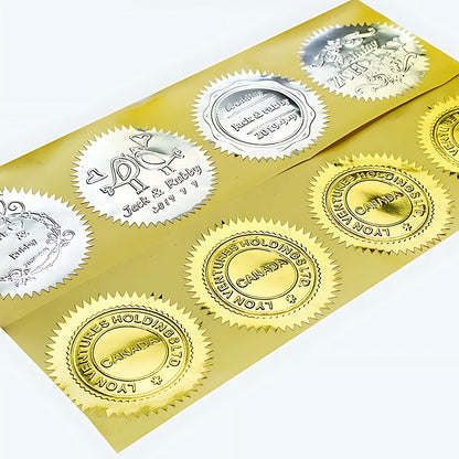 100PCS/Pack 45mm Round Gear Sticker Gold Silver Self Adhesive Steel Seal Stickers Envelopes Invitation Embossing Stamp Props 