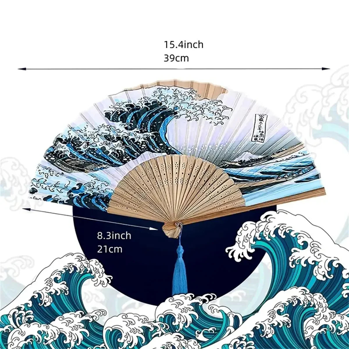 1pc, Japanese Folding Fan Handmade Decorative Kanagawa Wave Foldable Fan Handheld Vintage Hand Fans For Women Portable Foldin