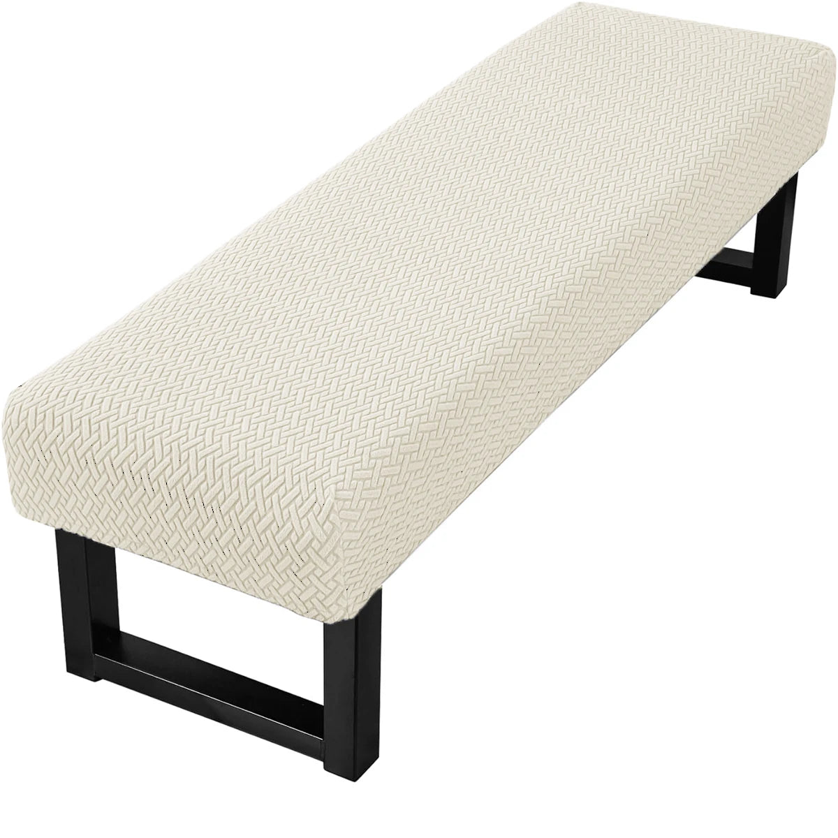 Stretch Jacquard Dining Bench Cover Living Room Anti-Dust Removable Bench Slipcover Washable Bench Seat Protector - Beige