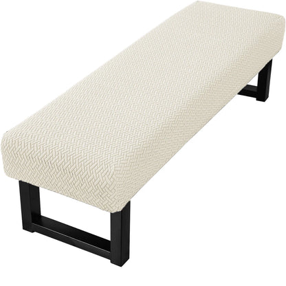 Stretch Jacquard Dining Bench Cover Living Room Anti-Dust Removable Bench Slipcover Washable Bench Seat Protector - Beige