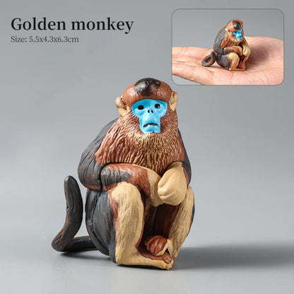 Montessori Wild Animals Model Toy Set - Lion Elephant Antelope Action Figures Miniature Zoo Figurines Educational Kids Gift -