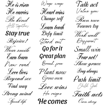 Tattoo Stickers English Word Waterproof Long Lasting Realistic Transfer Temporary Black Letters Feather Body Art For Men Wome