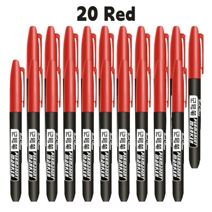 6 PCS Permanent Marker Pen Manga Drawing Markers Black Blue Red Waterproof Ink Sketch Pens Stationery Art School Supplies - R