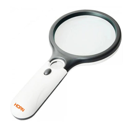 White Magnifying Glass Handheld 45X Magnifier With 3 LED Light For Reading Magnifying Glass Jewelry Loupe - 1PC