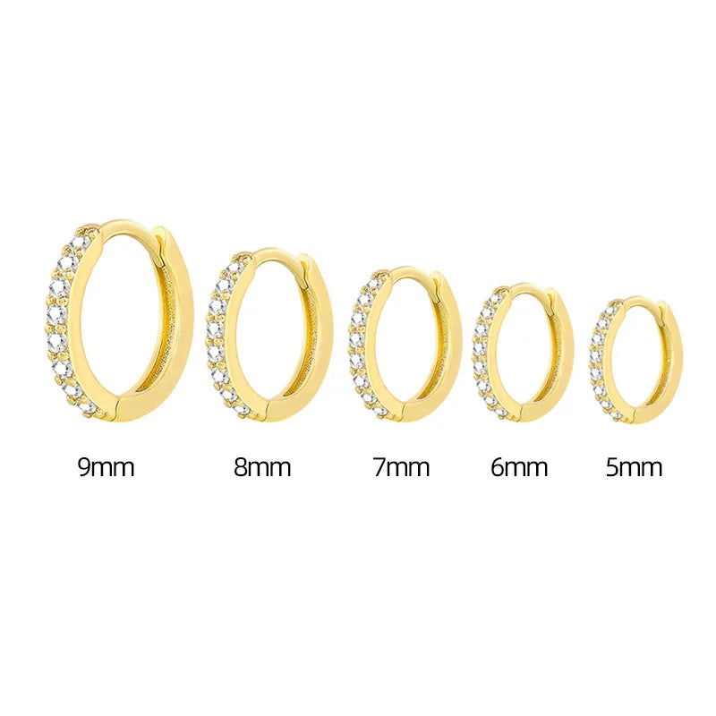 2PCS Stainless Steel Minimal Crystal Zirconia Hoop Earrings Gold Silver Color Small Huggie Cartilage Earring Piercing Jewelry
