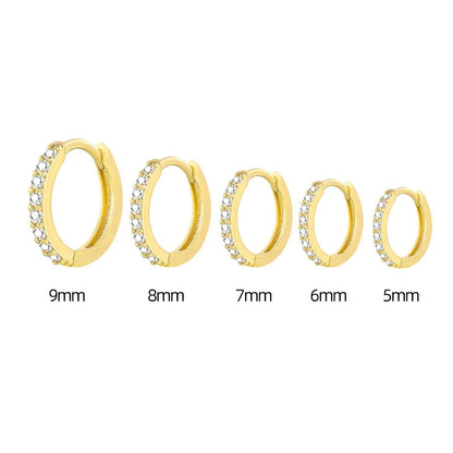 2PCS Stainless Steel Minimal Crystal Zirconia Hoop Earrings Gold Silver Color Small Huggie Cartilage Earring Piercing Jewelry