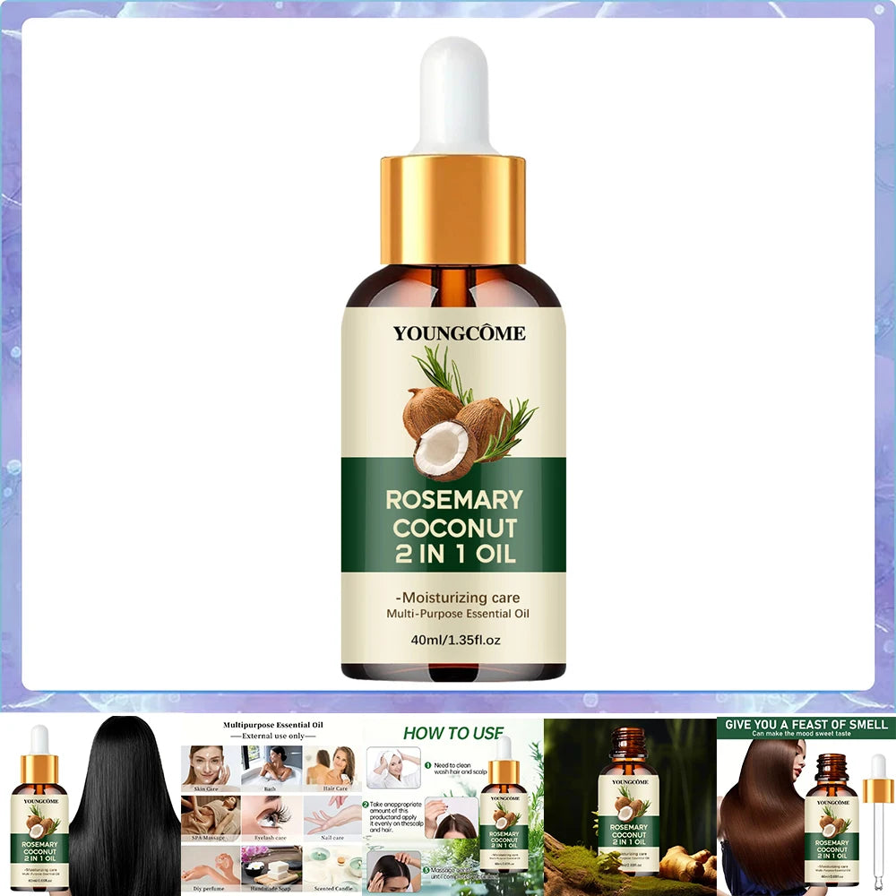 Rosemary Oil Hair Essential Coconut Oil Improve Hair Loss And Nourishes Strengthen Hair Roots Scalp Treatment Hair Care - 40m
