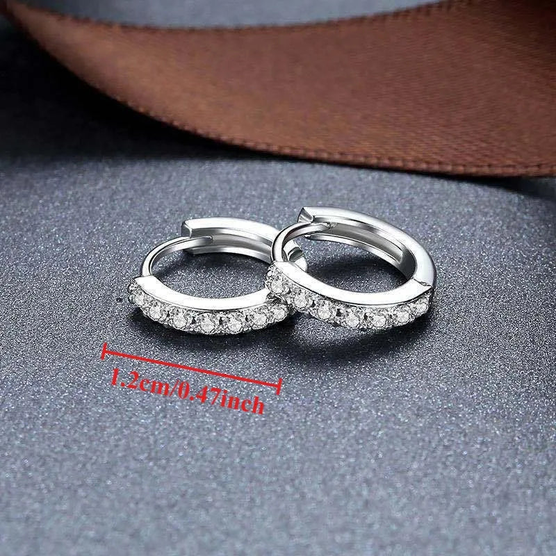 925 Sterling Silver Shining Zircon Earrings for Women Vintage Simple Round Circle Hoop Earrings Designer Party Jewelry Gifts