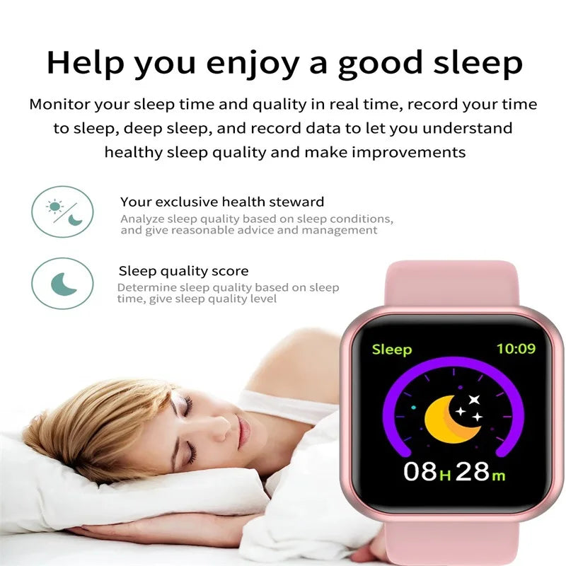 Y68 Smart Watch Men Women Heart Rate Oxygen Blood Pressure Monitoring Multi-Function Sleep Monitoring Smartwatch for Ios Andr