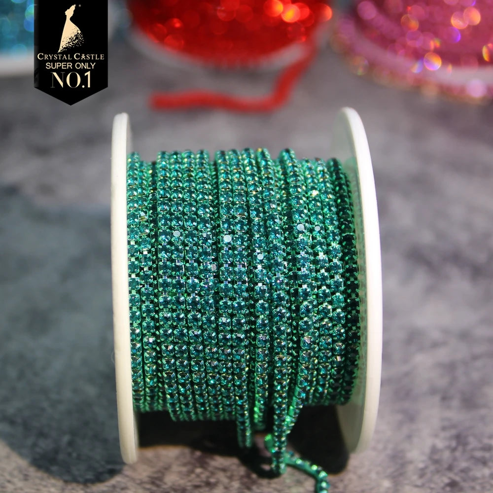 Rhinestones Chain Roll Tassel 1/10Yard Crystal Ribbon Strass Banding Sew On Gold Rhinestone Trim Strip Cup Chains For Needlew
