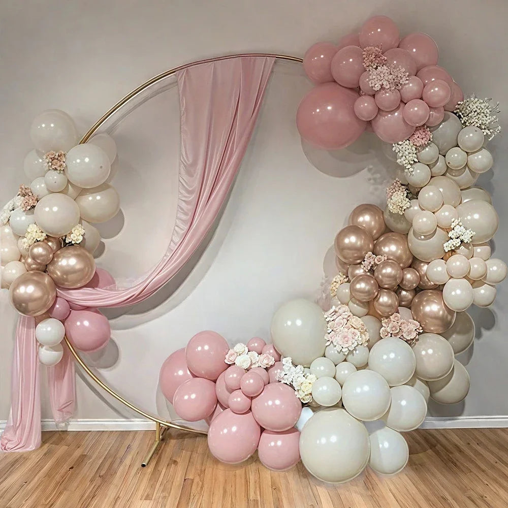 32/52/62pcs Macaron Pink Retro Sand White Champagne Golden Balloons Set For Birthday,Party,Wedding,Valentine's Day, Anniversa