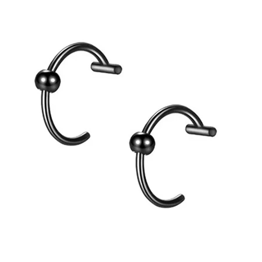 2PCS Trendy 10mm Stainless Steel Punk Clip on Fake Piercing Nose Wrap Lip Rings Unisex Nose Ring Women Men Tusk Body Jewelry 