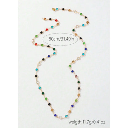 LATS New Luxury Colourful Long Tassel Necklace for Women Shiny Rhinestone Crystal Zircon Choker Bohemian Statement Jewelry Gi